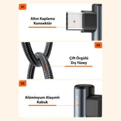 CableCreation CC1284 Type-C to Type-C Kablo 2m, USB 2.0, 100W 5A Hızlı Şarj, 480mbps Data
