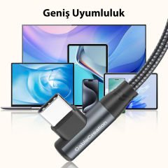 CableCreation CC1284 Type-C to Type-C Kablo 2m, USB 2.0, 100W 5A Hızlı Şarj, 480mbps Data