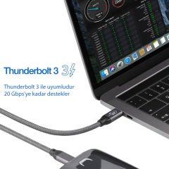 Markofist LEVELS-AVDC10-5M Type-C to Type-C Kablo 5m, USB 3.2, 4K 60Hz Görünütü, 20Gbps Data, 100W Hızlı Şarj (Tether Kablo, Thunderbolt 3)