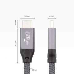 Markofist LEVELS-AVDC10-5M Type-C to Type-C Kablo 5m, USB 3.2, 4K 60Hz Görünütü, 20Gbps Data, 100W Hızlı Şarj (Tether Kablo, Thunderbolt 3)