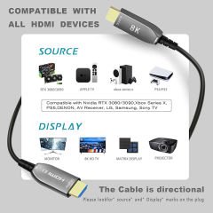 Markofist MF-AVC70-50M 8K AOC Optik Hdmi Kablo 50m, HDMI 2.1, 8K 60Hz, 48Gbps