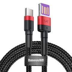 Baseus Cafule Type-C to USB-A Şarj Kablosu 1m Kırmızı-Siyah, USB 2.0, 40W 5A Şarj, 480mbps Data