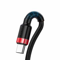 Baseus Cafule Type-C to USB-A Şarj Kablosu 1m Kırmızı-Siyah, USB 2.0, 40W 5A Şarj, 480mbps Data