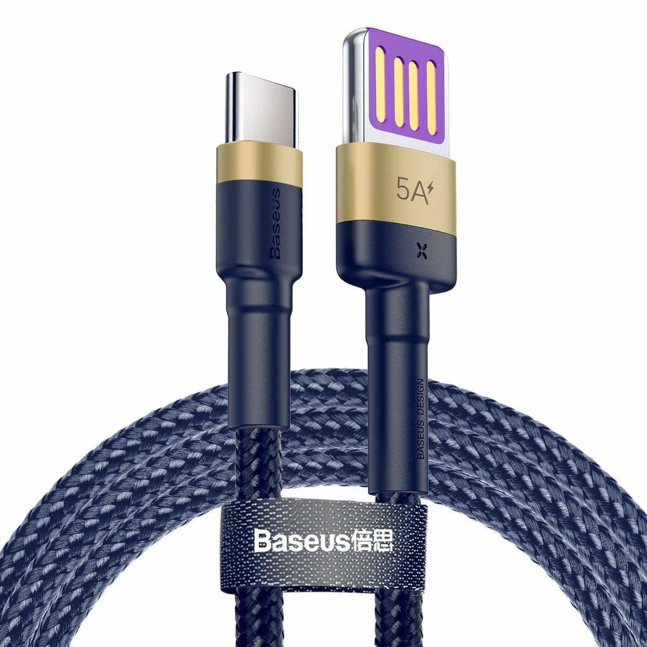Baseus Cafule Type-C to USB-A Şarj Kablosu 1m Altın-Mavi, USB 2.0, 40W 5A Şarj, 480mbps Data