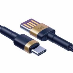 Baseus Cafule Type-C to USB-A Şarj Kablosu 1m Altın-Mavi, USB 2.0, 40W 5A Şarj, 480mbps Data