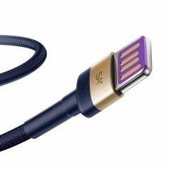 Baseus Cafule Type-C to USB-A Şarj Kablosu 1m Altın-Mavi, USB 2.0, 40W 5A Şarj, 480mbps Data