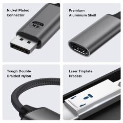 Markofist Displayport to Hdmi Çevirici Kablo 20cm, 4K 30Hz (LEVELS-CNV13)
