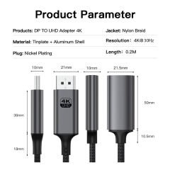 Markofist Displayport to Hdmi Çevirici Kablo 20cm, 4K 30Hz (LEVELS-CNV13)