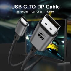 Markofist Type-C to Displayport Kablo 1.8m, 8K 60Hz (LEVELS-CD8-1.8M)