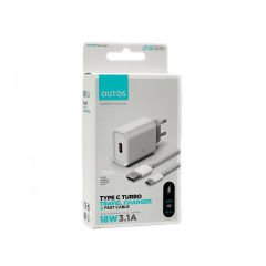 Outos C10S QC 3.0 18W Şarj Aleti + Type-C USB Kablo Seti