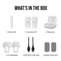 Rode Wireless Micro Type-c İkili Kablosuz Yaka Mikrofonu (Beyaz) - Distribütör Garantili