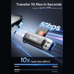 Dockteck DR0002 Type-C & USB-A Çoklu Hızlı SD TF Kart Okuyucu 5gbps