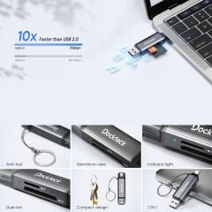 Dockteck DR0002 Type-C & USB-A Çoklu Hızlı SD TF Kart Okuyucu 5gbps