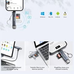 Dockteck DR0003 Type-C & USB-A Çoklu Hızlı SD TF Kart Okuyucu & OTG 5gbps