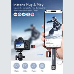 Dockteck DR0003 Type-C & USB-A Çoklu Hızlı SD TF Kart Okuyucu & OTG 5gbps