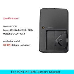 Markofist BC-CSN Sony Fotoğraf Makinesi NP-BN1 Batarya Şarj Aleti