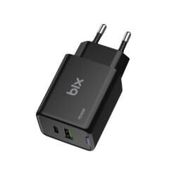 Bix BX2P46G GaN PD 45W Type-C ve USB-A QC 18W Çift Portlu Akım Korumalı Hızlı Şarj Cihazı Siyah