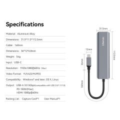 Ulanzi C060 USB-C Girişli, Monitör Çıkışlı Capture Card