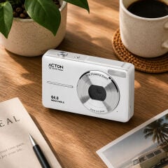 Acton Pixon Dijital Kompakt Fotoğraf Makinesi Retro Kamera - Beyaz
