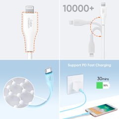 Cablecreation CC1121-G Lightning - Type-c PD Hızlı Usb Data ve Şarj Kablosu Beyaz