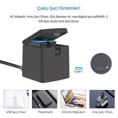 Patona AHDBT-901 Gopro Hero 9 10 11 12 Üçlü Şarj Cihazı