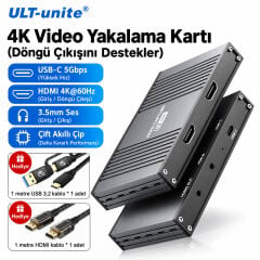 ULT-Unite CC15 HDMI USB Video Capture Card 4K 60Hz (Görüntü ve Kulaklık Çıkışlı, Mikrofon Girişli)