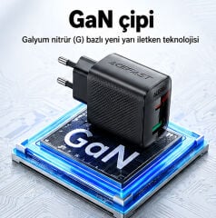 Acefast A106 45W PD USB-C + USB-A 2 Port Hızlı Şarj Aleti GAN
