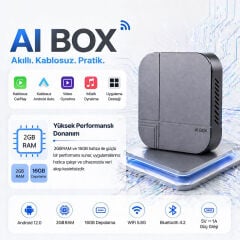 Markofist MF-CP10 Kablosuz CarPlay AI Box, Android ve iOS Uyumlu, 2GB RAM, 16GB Hafıza