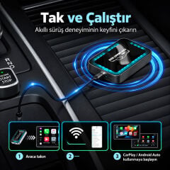 Markofist MF-CP12 Kablosuz CarPlay AI Box, Android ve iOS Uyumlu, 2GB RAM, 16GB Hafıza