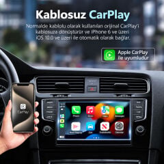 Markofist MF-CP12 Kablosuz CarPlay AI Box, Android ve iOS Uyumlu, 2GB RAM, 16GB Hafıza