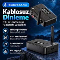 Markofist MF-M60 NFC Bluetooth 5.4 Ses Alıcı ve Verici (USB ve Hafıza Kartı Girişli)