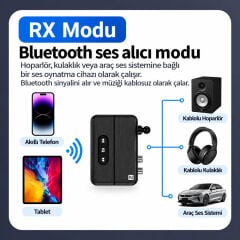 Markofist MF-M60 NFC Bluetooth 5.4 Ses Alıcı ve Verici (USB ve Hafıza Kartı Girişli)