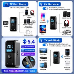 Markofist MF-M20 Bluetooth 5.4 Ses Alıcı ve Verici  AUX, Micro SD Kart