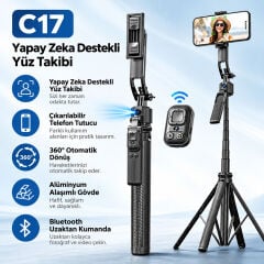 Markofist C17 360° Otomatik Yüz Takipli Akıllı Telefon Tripodu ve Selfie Çubuğu