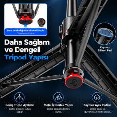 Markofist TT01 177cm Otomatik Açılan Tripod ve Bluetooth Kumandalı Selfie Çubuğu