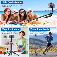 Markofist C12 180cm 360° Yapay Zeka Destekli Otomatik Yüz Takipli LED Işıklı Gimbal Tripod ve Selfie Çubuğu