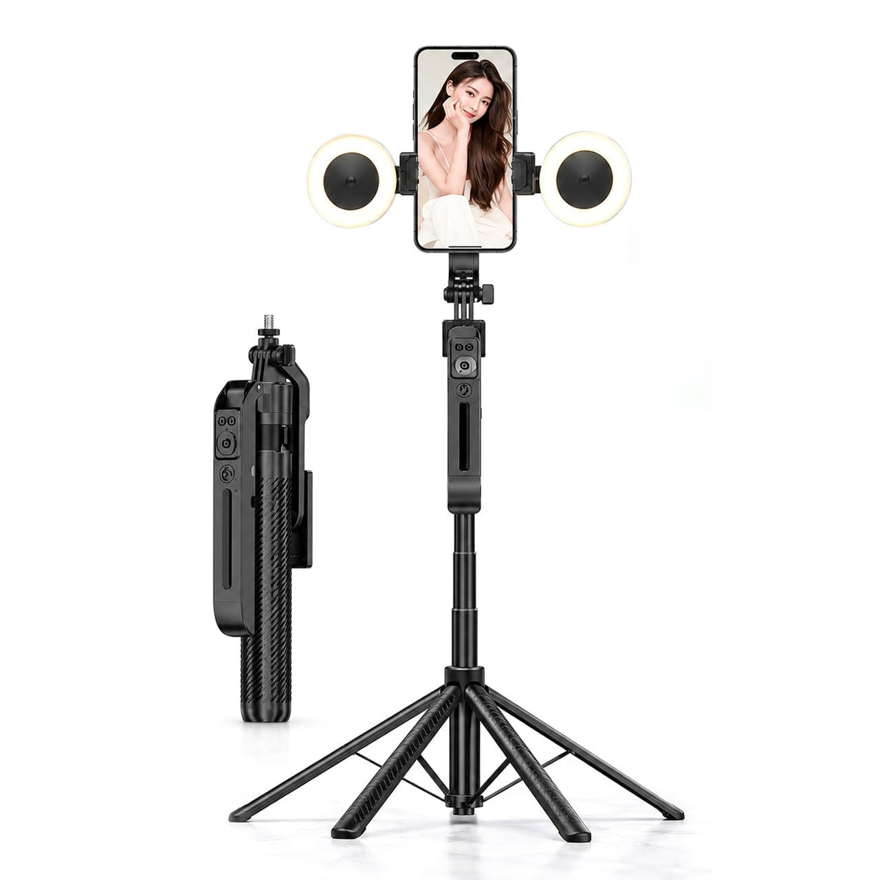 Markofist C12 180cm 360° Yapay Zeka Destekli Otomatik Yüz Takipli LED Işıklı Gimbal Tripod ve Selfie Çubuğu
