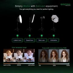 PATONA COB-300 Watt Bi Color İki'li Kit LED Video Işığı